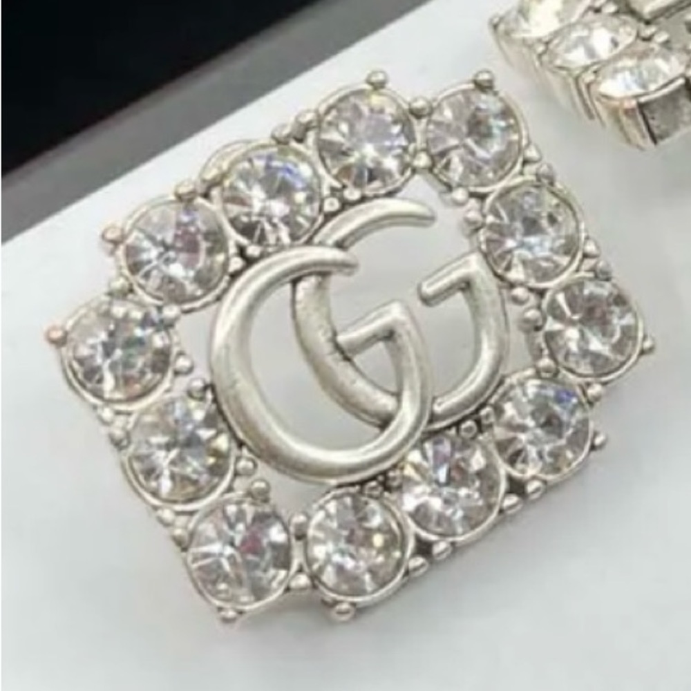 Gucci Silver Crystal Logo Earrings - Picture 4 of 9